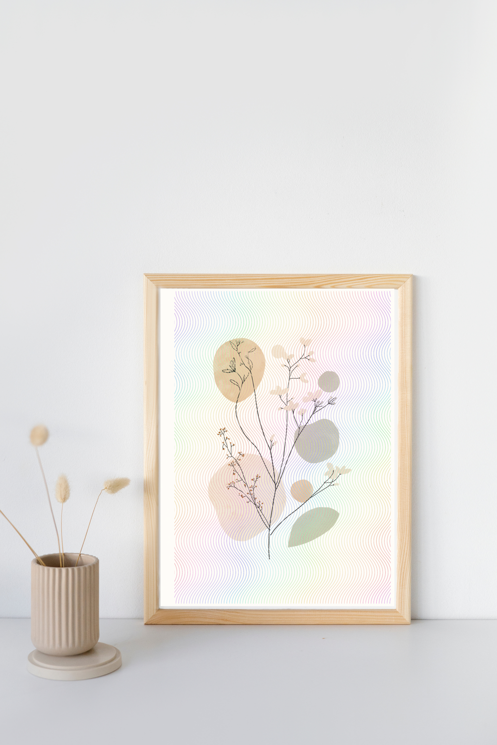 Boho Neutral Wall Art with Flowers