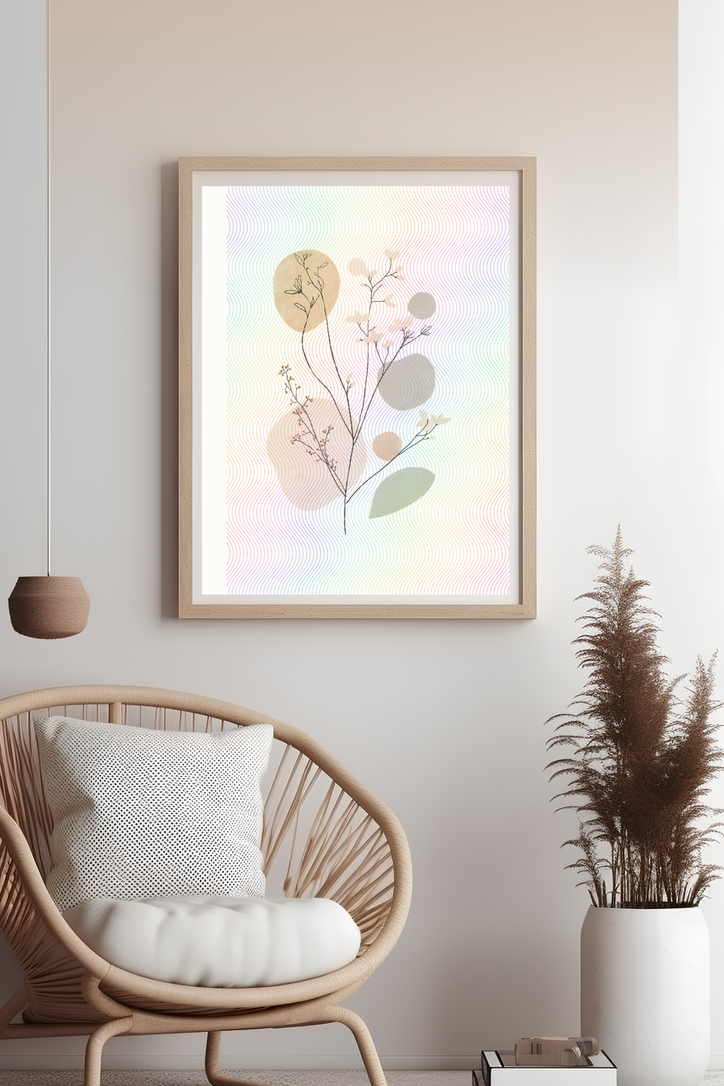 Boho Neutral Wall Art with Flowers